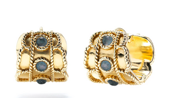 Capucine De Wulf Victoria Huggie Earrings, Blue Labradorite